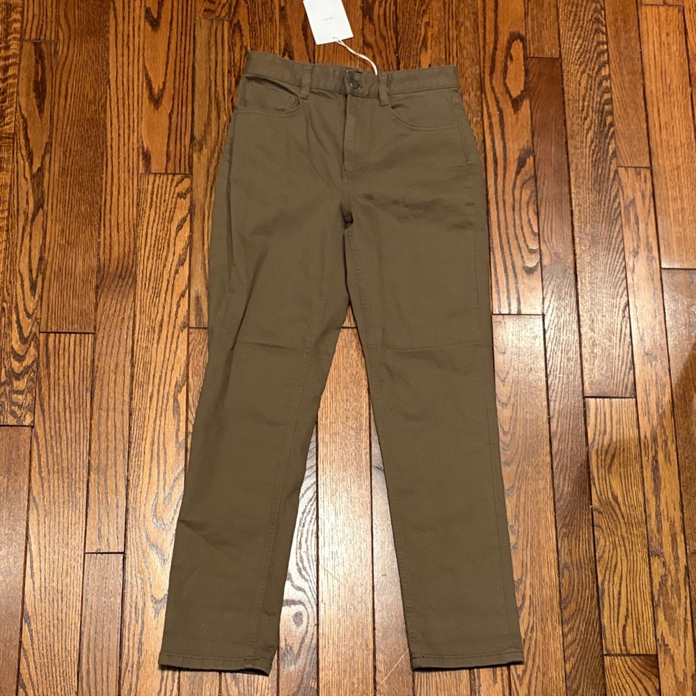 OAK + FORT Cotton Olive Straight Leg Trousers - Men's S